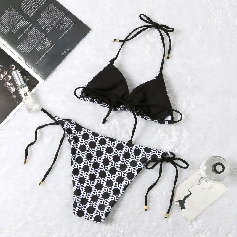 Balmain Logo Design Two-Piece Black Sexy Bikini - Obeezi