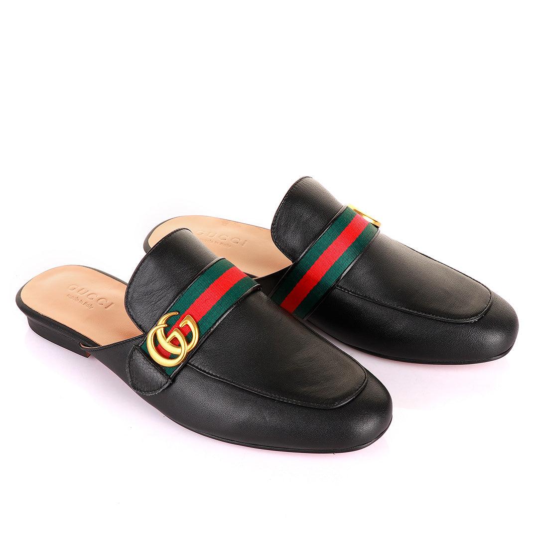 Belt Gold Logo Mole Black Half Leather Shoe - Obeezi