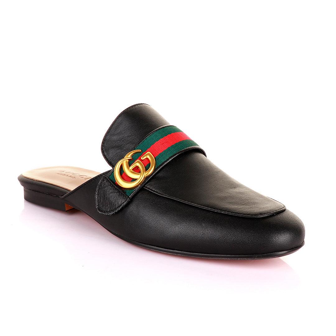 Belt Gold Logo Mole Black Half Leather Shoe - Obeezi