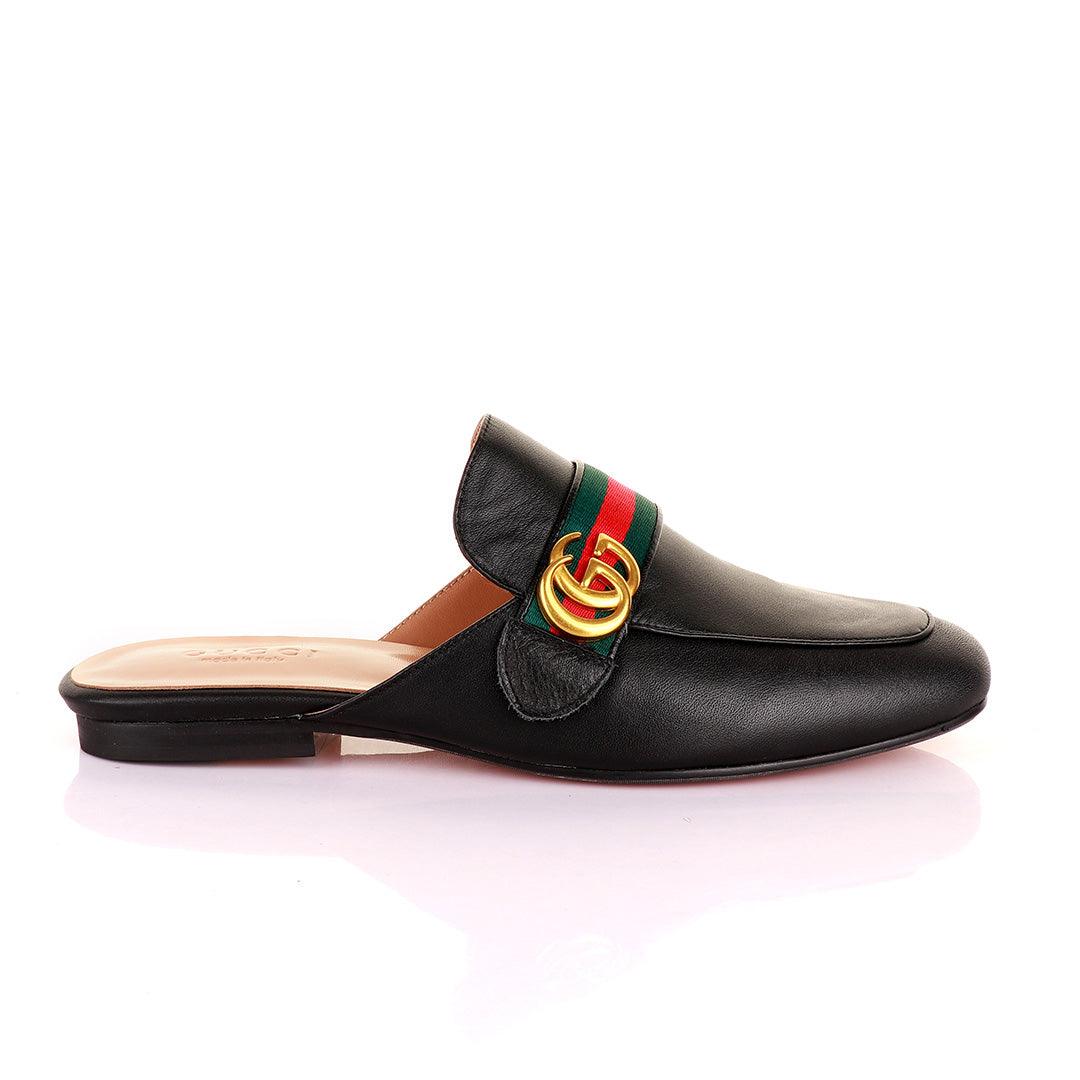 Belt Gold Logo Mole Black Half Leather Shoe - Obeezi