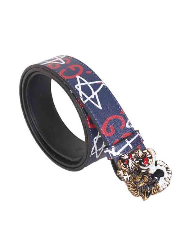 Belts With Genuine Fashion Prints Tiger Buckle Multicolour - Obeezi.com