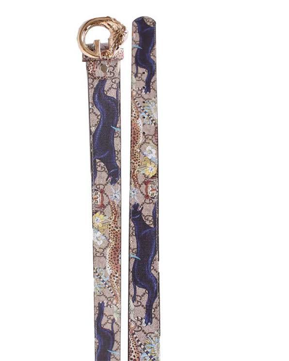 Bengal Tiger Print With Gold Horse Buckle Belt Biege - Obeezi.com