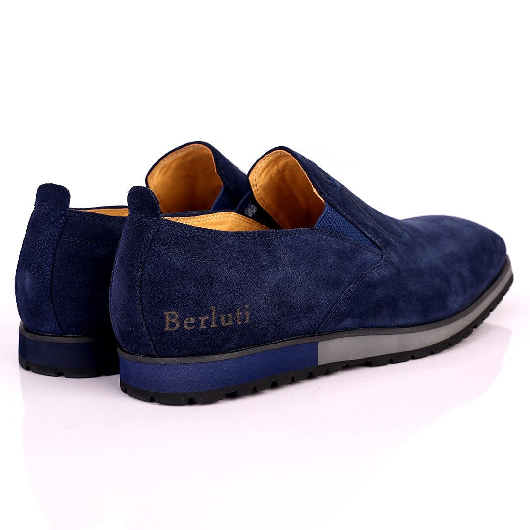 Berlut Lace Designed Blue Suede Formal Shoe - Obeezi.com