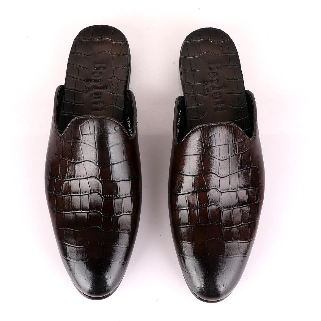 Berluti Coffee Mole Half Shoe Crocodile Skin - - Obeezi