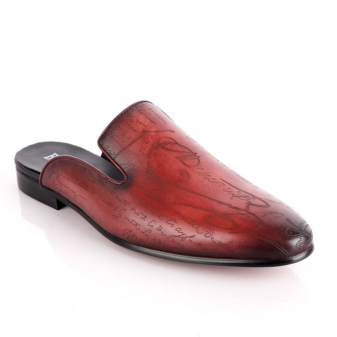 Berluti Crested Slip On Wine Half shoe - Obeezi