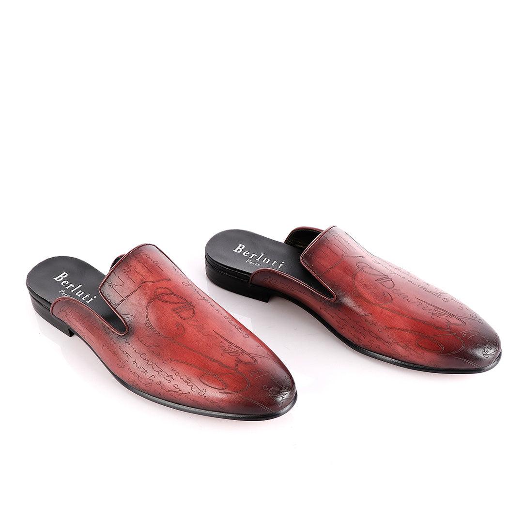 Berluti Crested Slip On Wine Half shoe - Obeezi