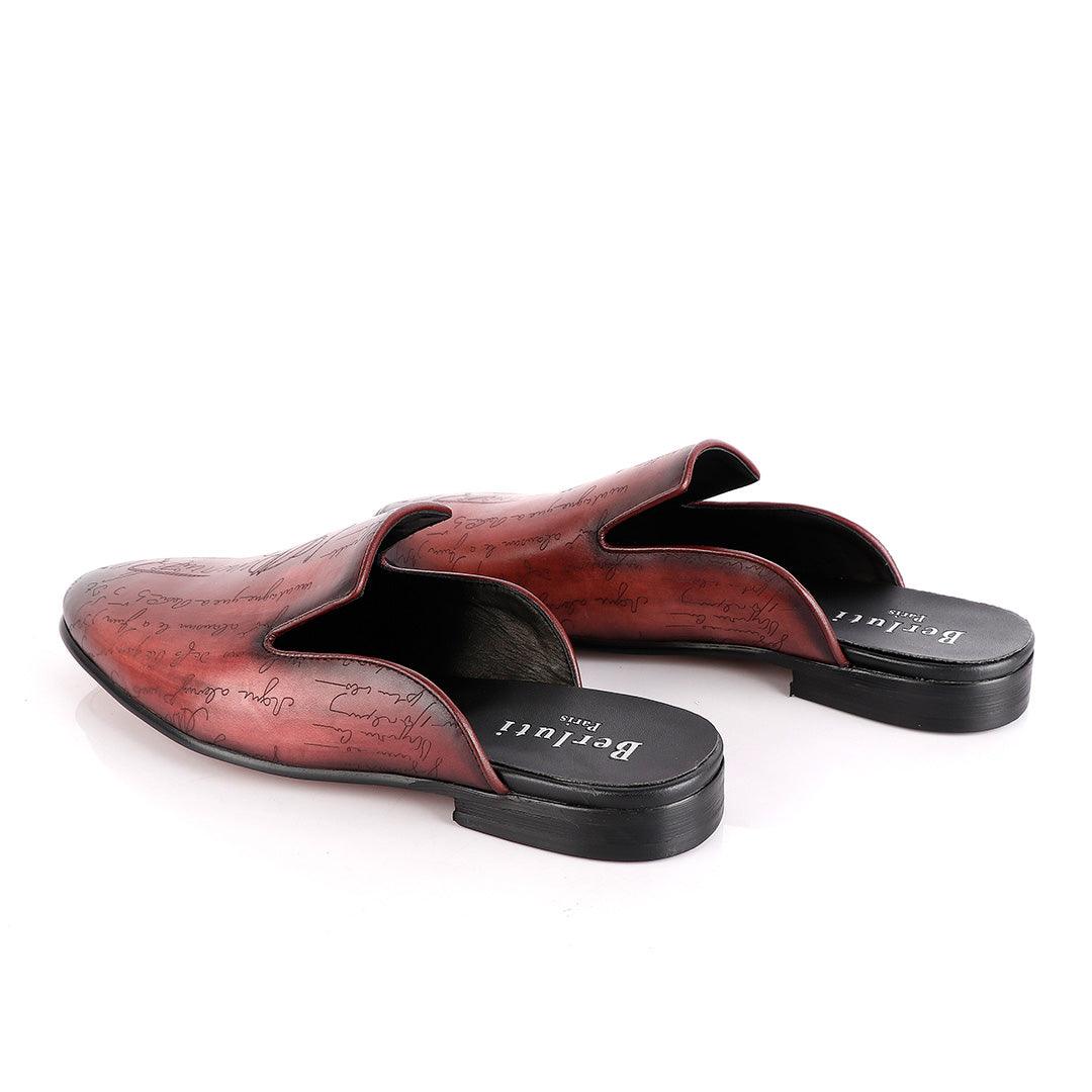 Berluti Crested Slip On Wine Half shoe - Obeezi