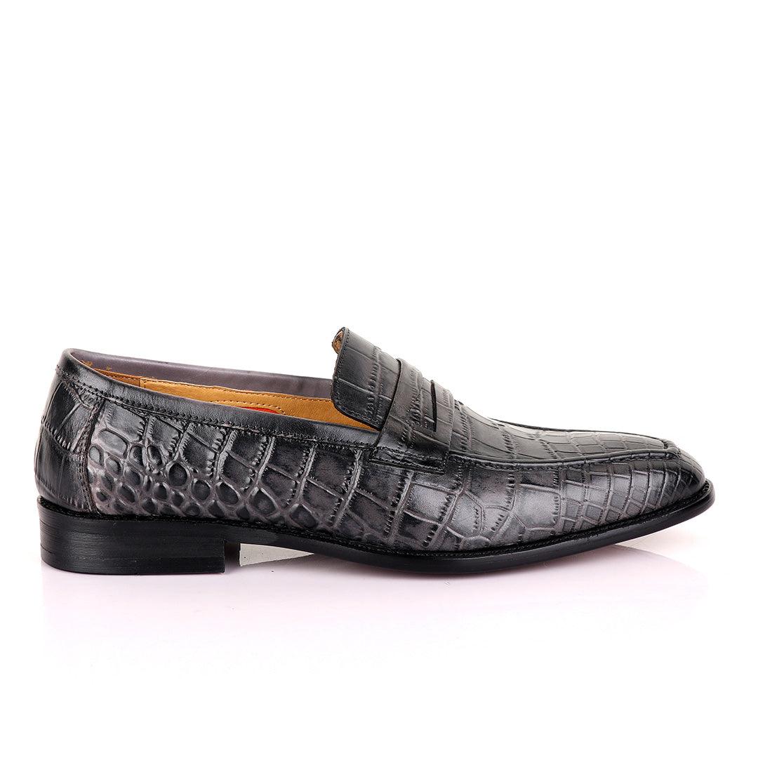 Berluti Crocodile Skin Grey Colour Leather Shoe - Obeezi