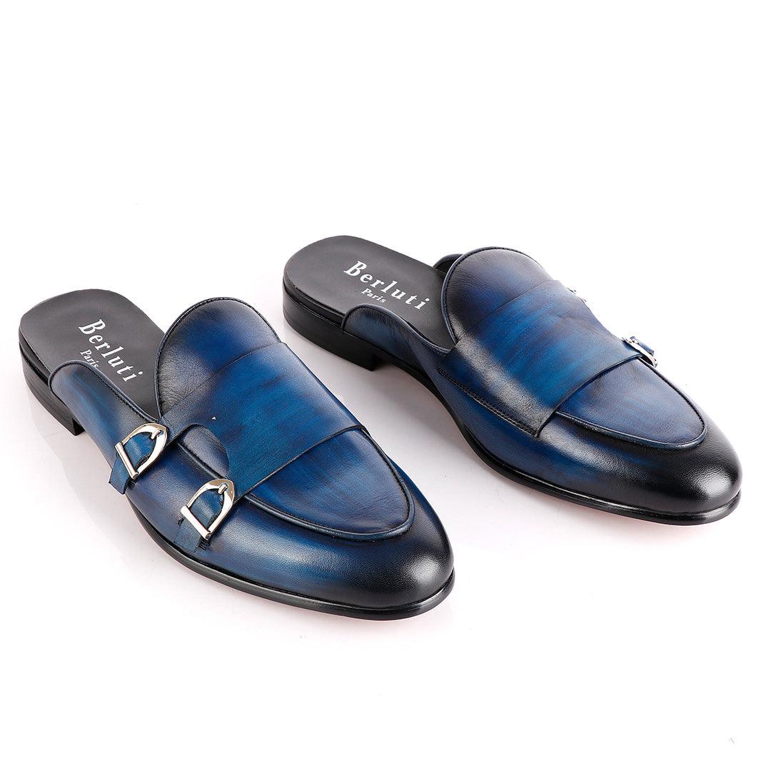 Berluti Double Monk Strap Blue Half Shoe - Obeezi