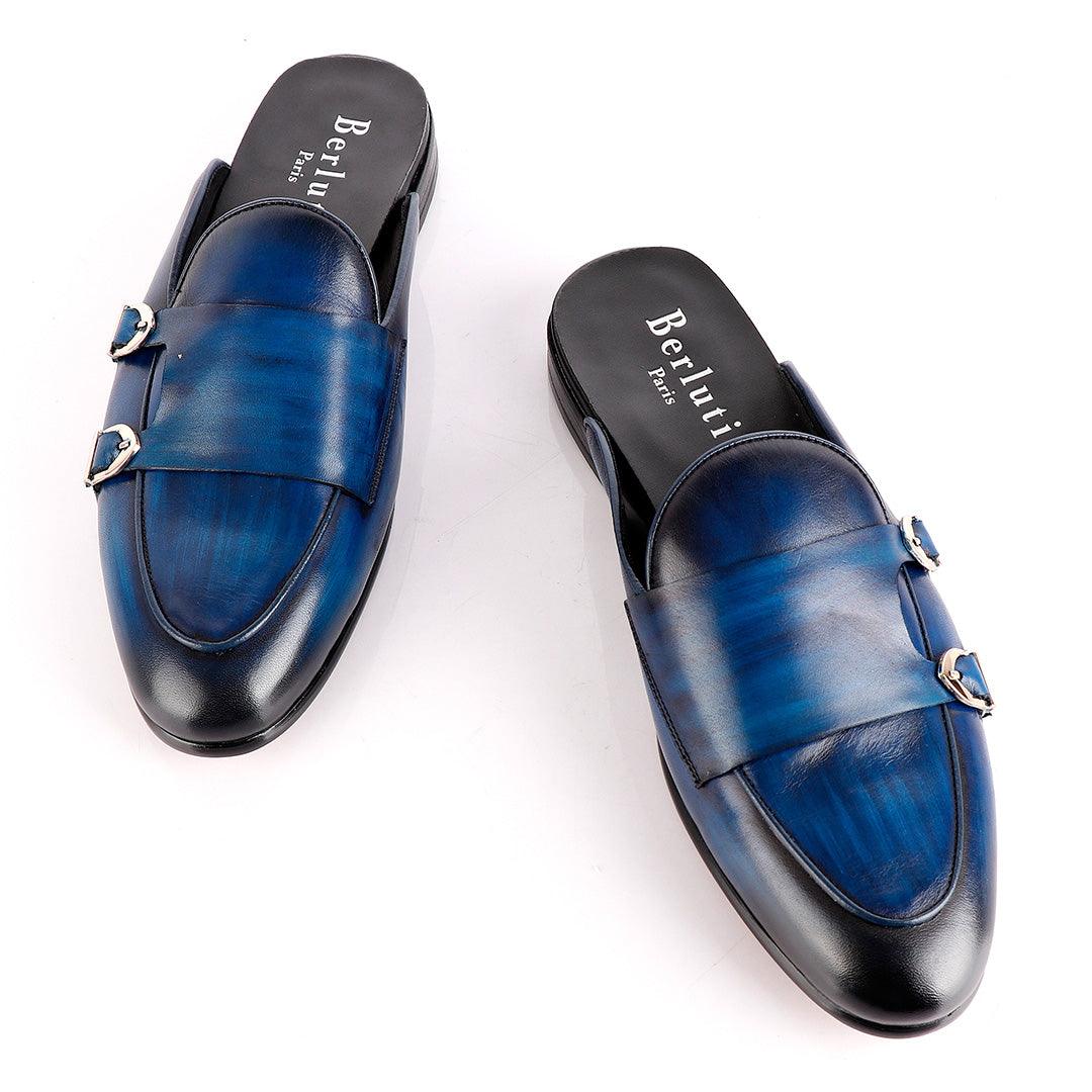 Berluti Double Monk Strap Blue Half Shoe - Obeezi