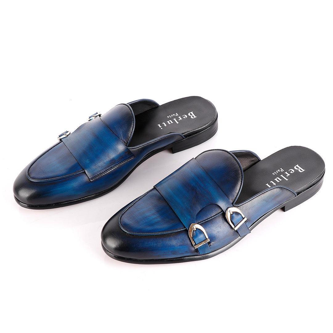 Berluti Double Monk Strap Blue Half Shoe - Obeezi