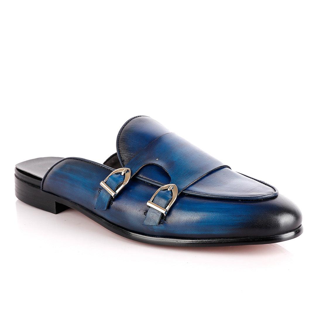 Berluti Double Monk Strap Blue Half Shoe - Obeezi