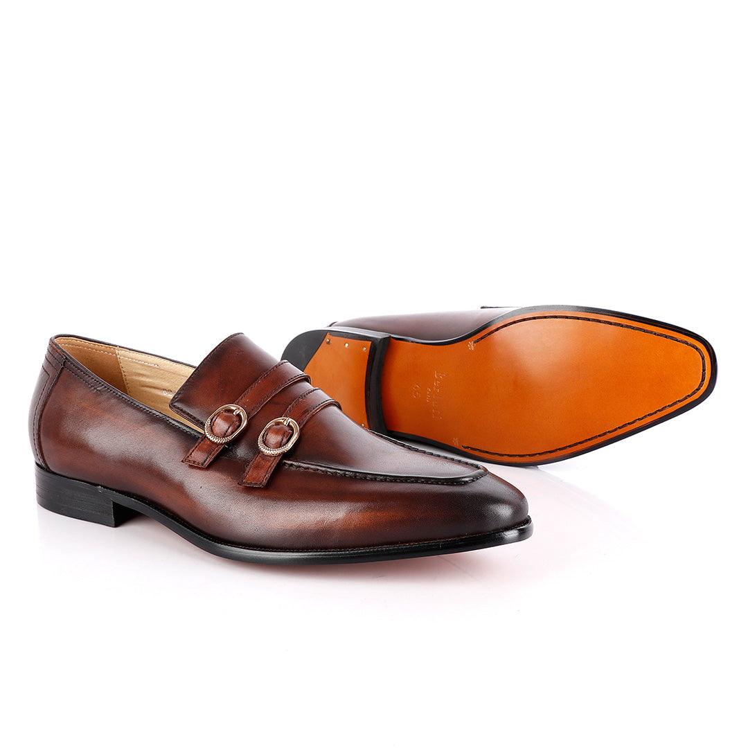 Berluti Double Monk-Strap Coffee Leather Shoe - Obeezi
