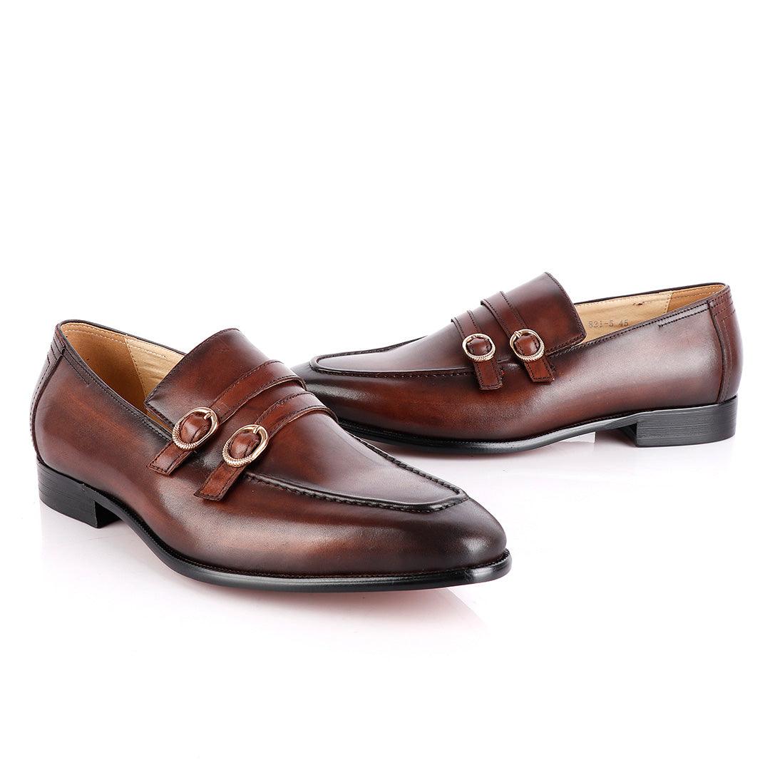 Berluti Double Monk-Strap Coffee Leather Shoe - Obeezi