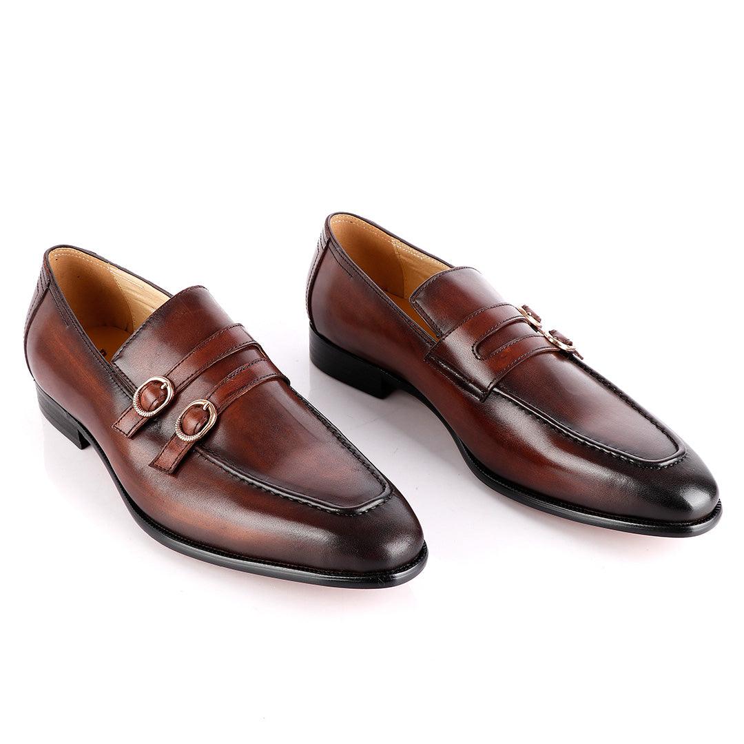 Berluti Double Monk-Strap Coffee Leather Shoe - Obeezi