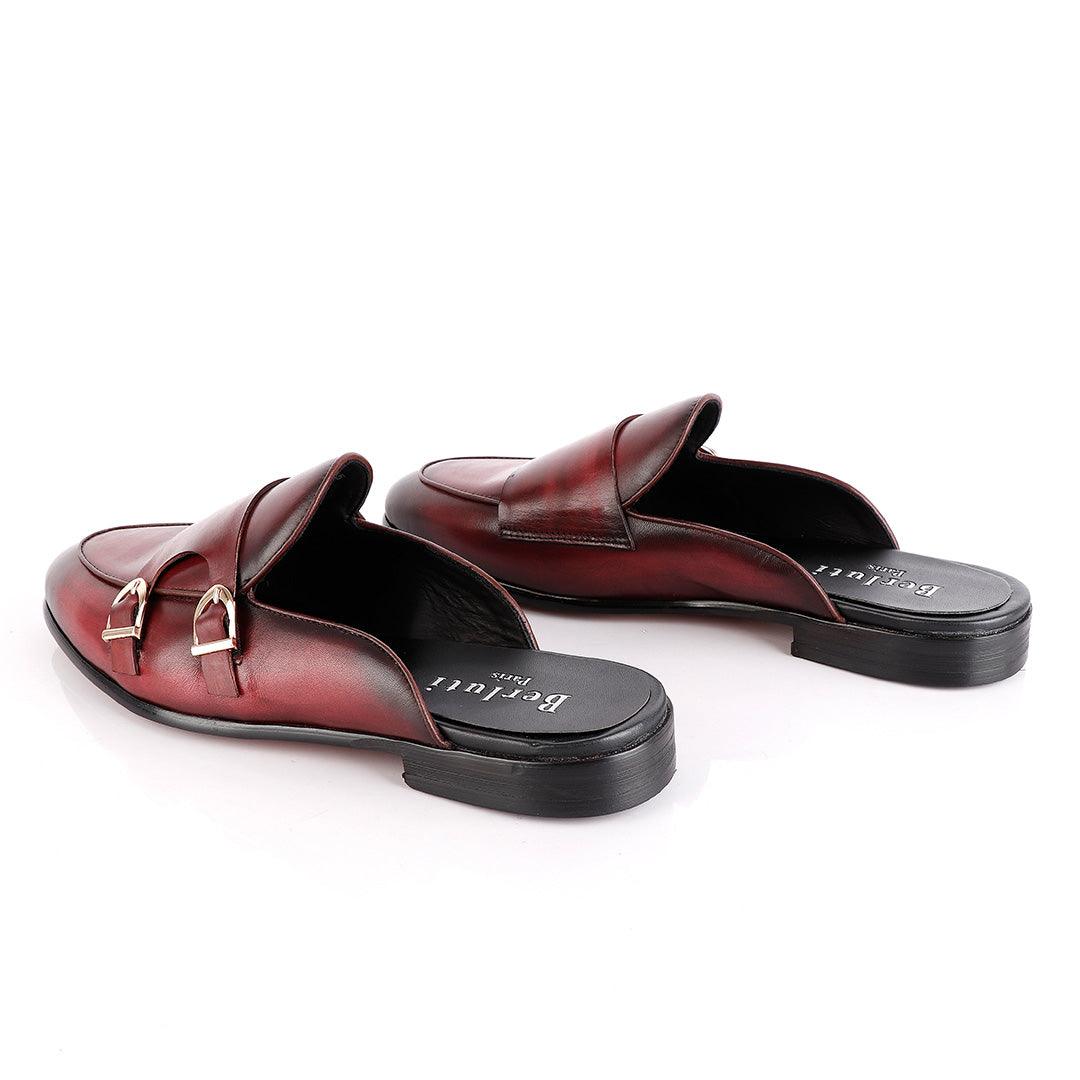 Berluti Double Monk Strap Wine Half Shoe - Obeezi