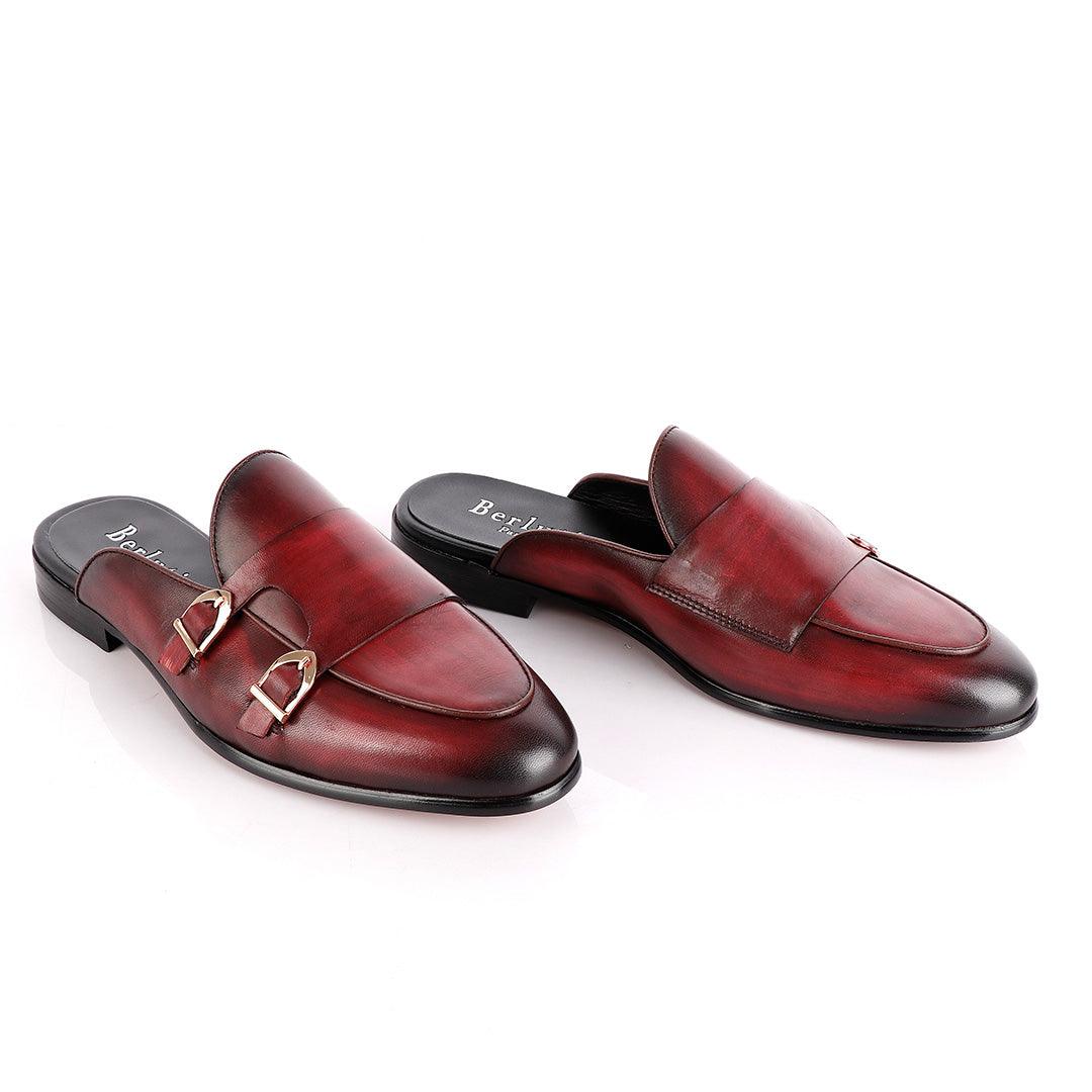 Berluti Double Monk Strap Wine Half Shoe - Obeezi