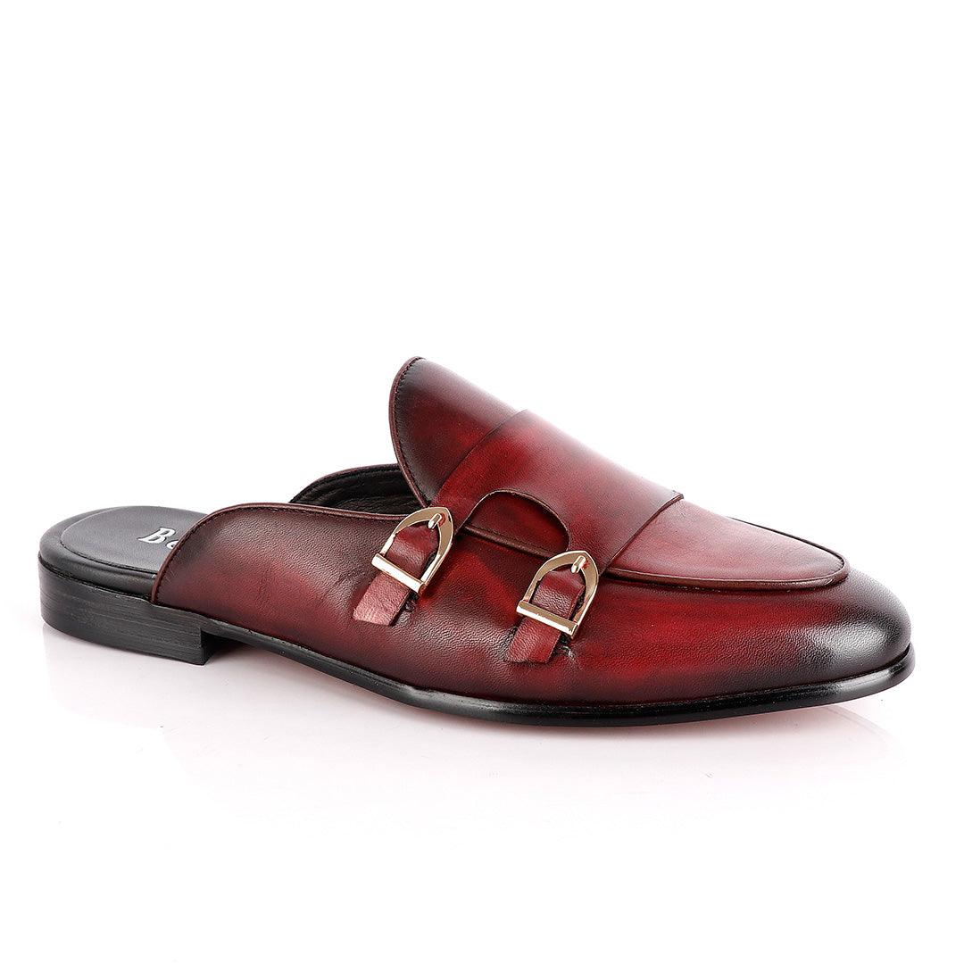 Berluti Double Monk Strap Wine Half Shoe - Obeezi
