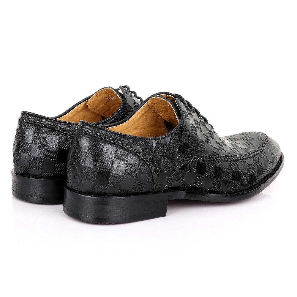 Berluti Full CheckBoard Oxford Black Leather Shoe - Obeezi