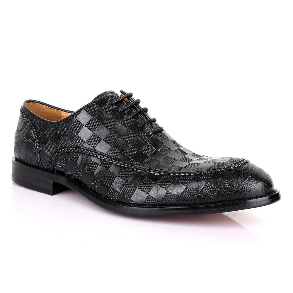 Berluti Full CheckBoard Oxford Black Leather Shoe - Obeezi
