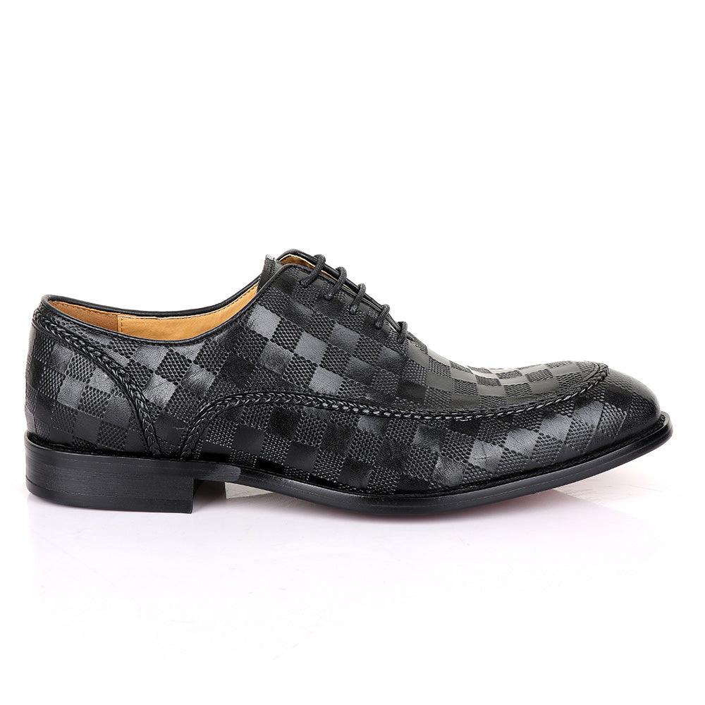 Berluti Full CheckBoard Oxford Black Leather Shoe - Obeezi
