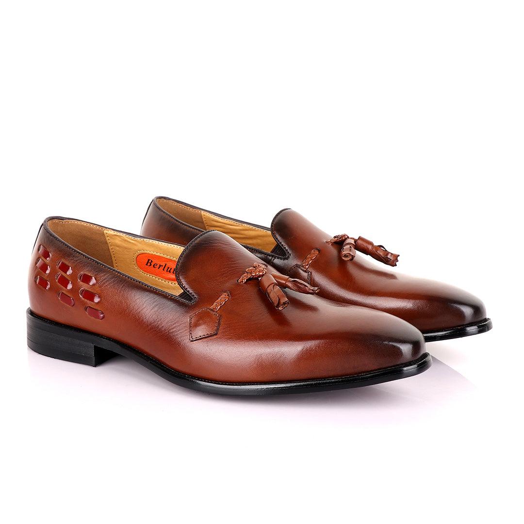 Berluti Full Plain Leather With tassel Design-Brown - Obeezi