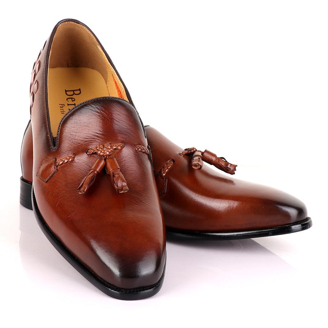 Berluti Full Plain Leather With tassel Design-Brown - Obeezi