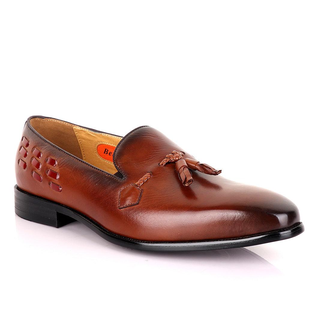 Berluti Full Plain Leather With tassel Design-Brown - Obeezi
