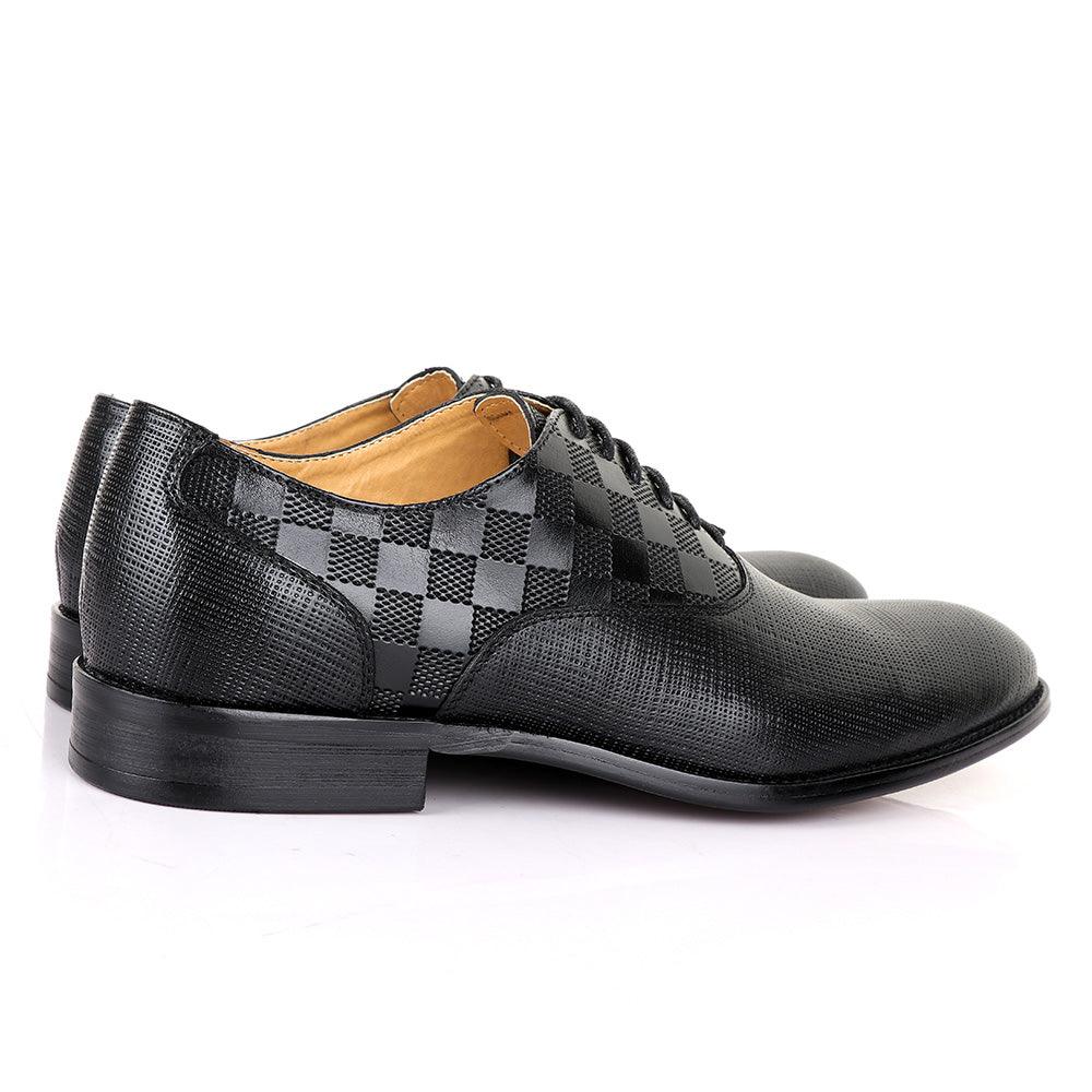 Berluti Half CheckBoard Oxford Black Leather Shoe - Obeezi