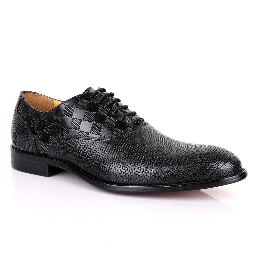 Berluti Half CheckBoard Oxford Black Leather Shoe - Obeezi