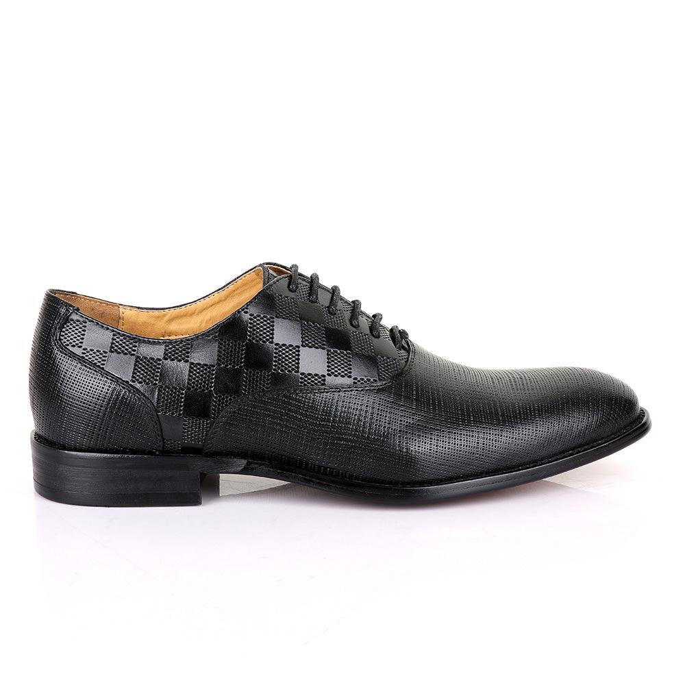 Berluti Half CheckBoard Oxford Black Leather Shoe - Obeezi