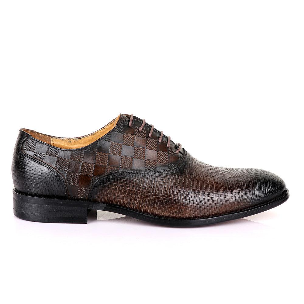 Berluti Half Checkboard Oxford Coffee Leather Shoe - Obeezi