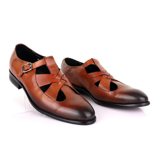 Berluti Leather Buckle shoes-Brown - Obeezi