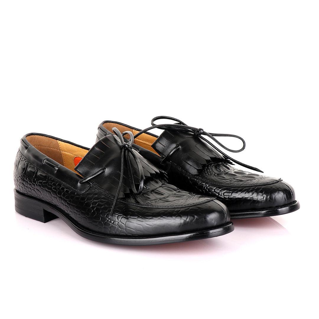 Berluti leather overlap skin Shoe-Black - Obeezi