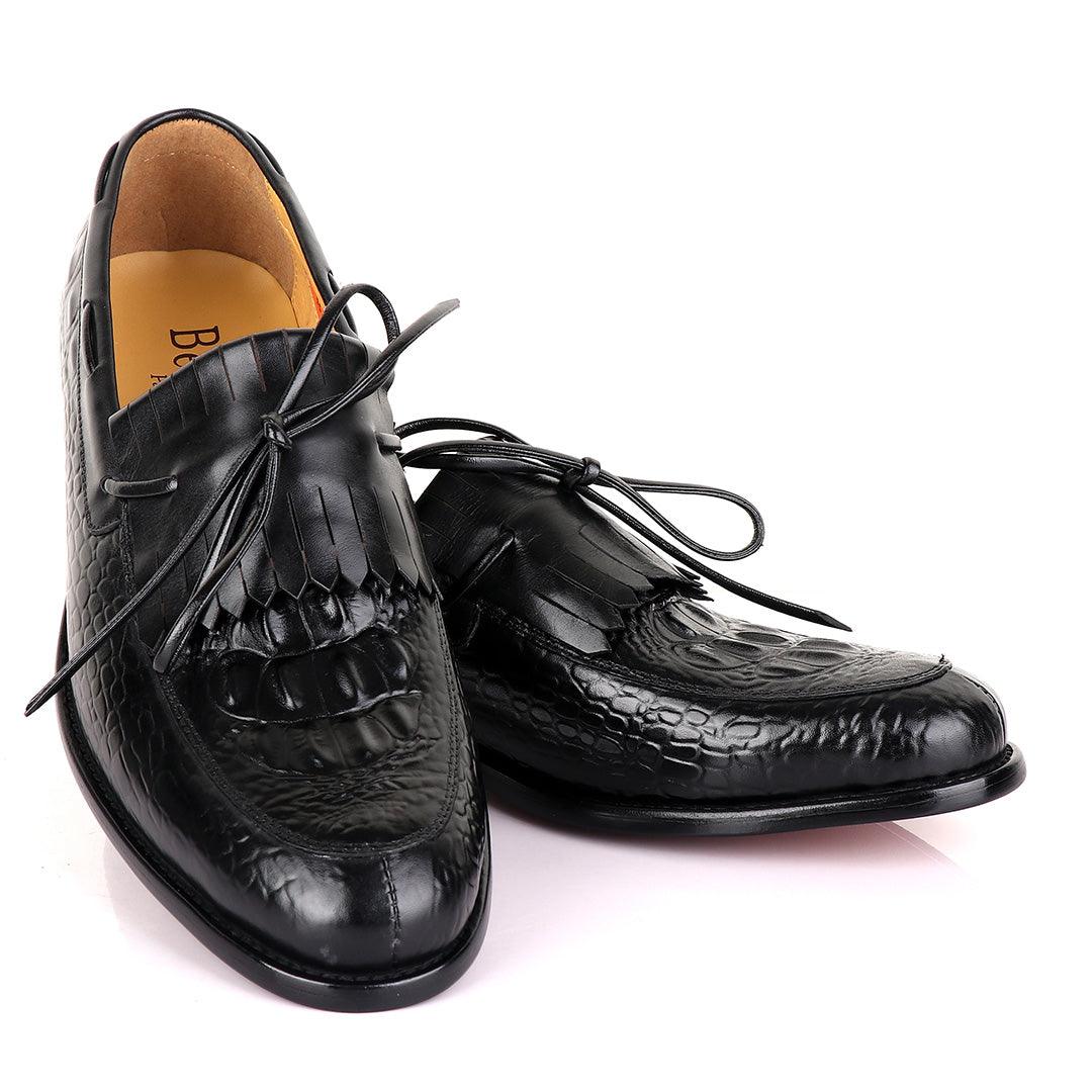 Berluti leather overlap skin Shoe-Black - Obeezi
