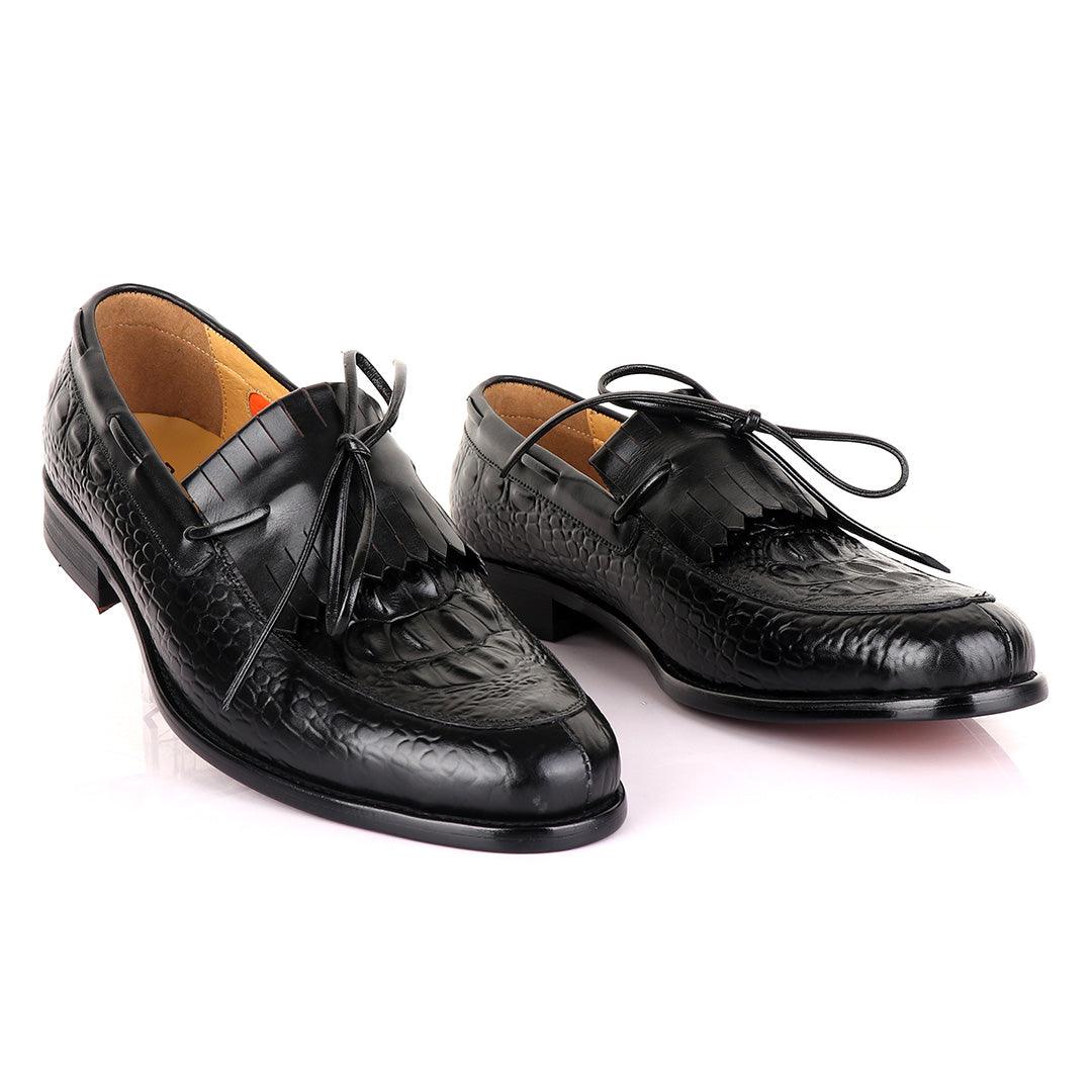 Berluti leather overlap skin Shoe-Black - Obeezi