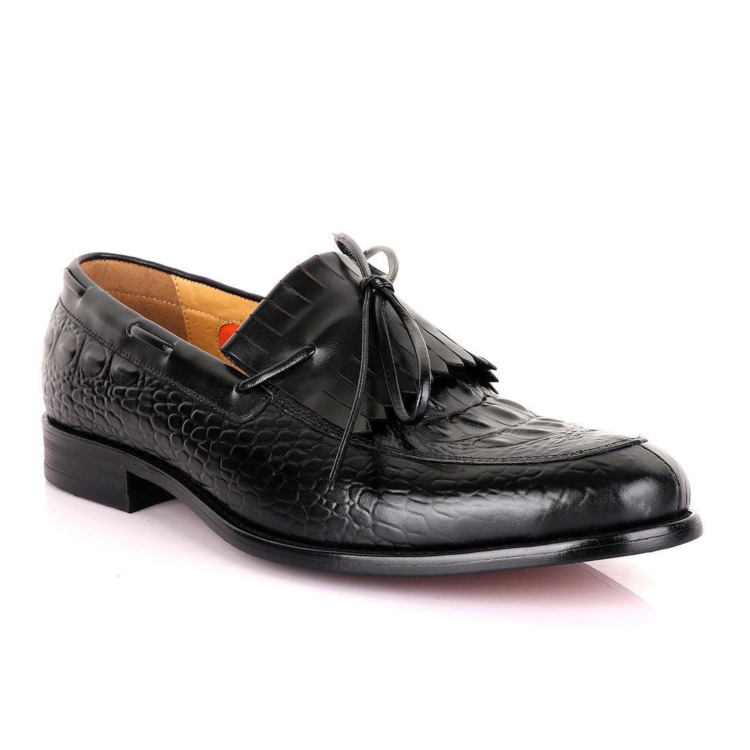 Berluti leather overlap skin Shoe-Black - Obeezi