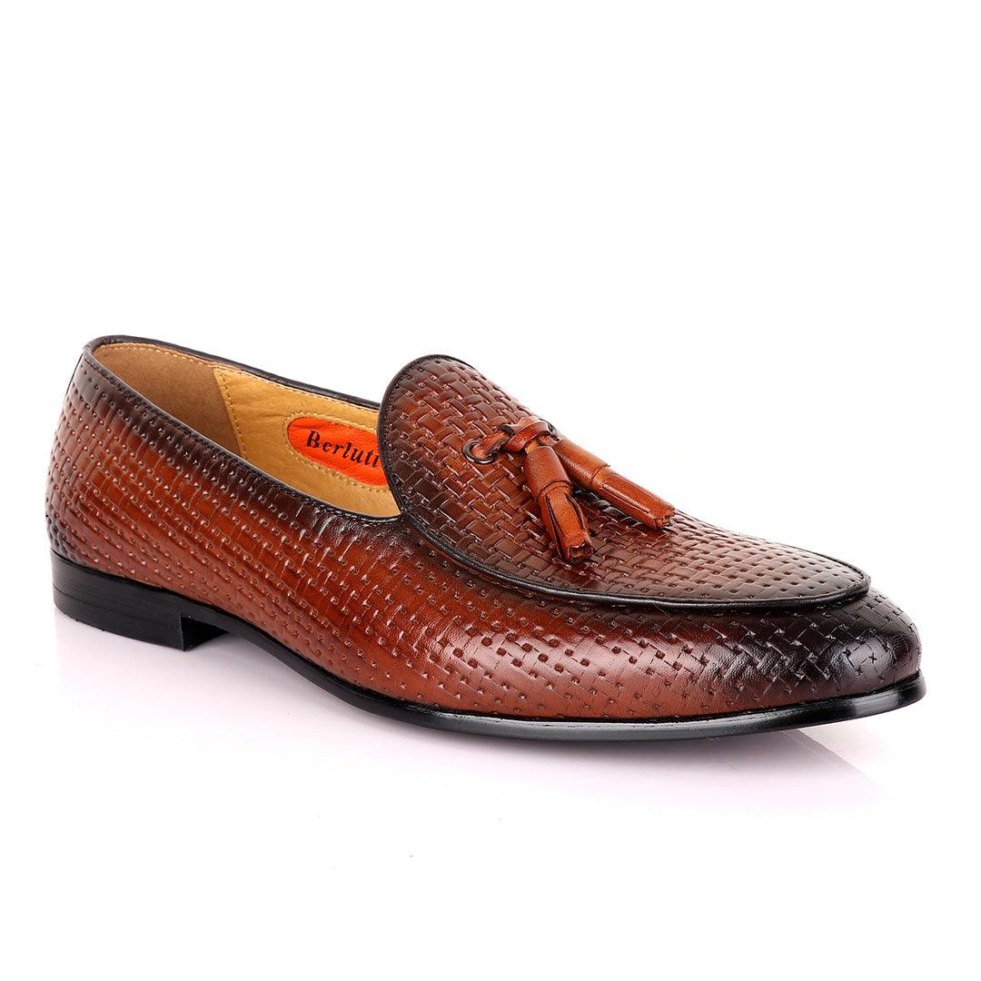Berluti Men's Brown Woven Tassel Loafers - Obeezi