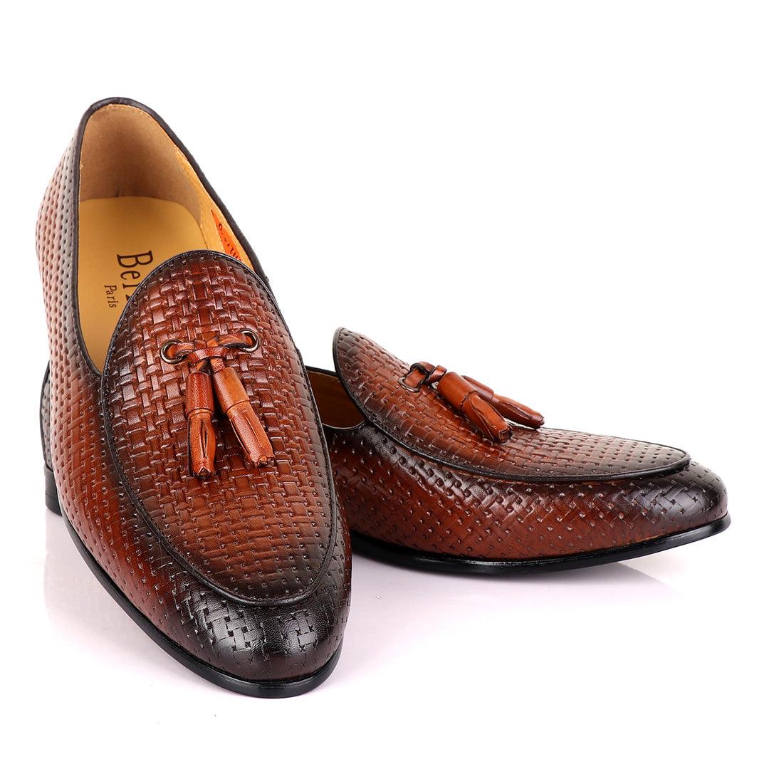 Berluti Men's Brown Woven Tassel Loafers - Obeezi
