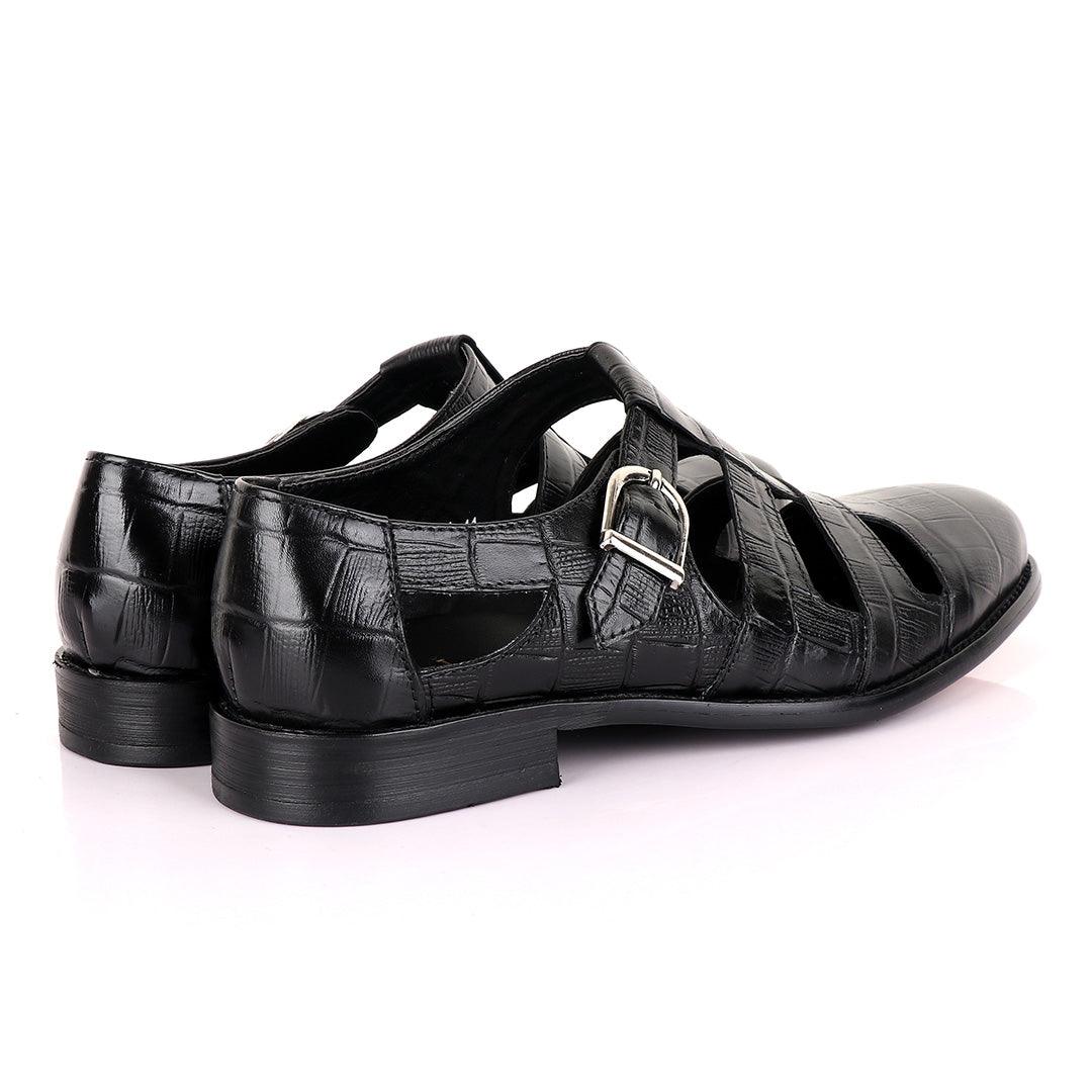 Berluti striped leather Men's Shoe-Black - Obeezi