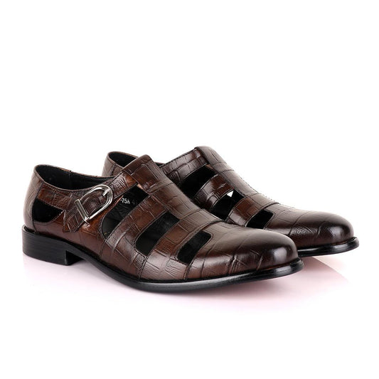 Berluti striped leather Men's Shoe-Coffee - Obeezi