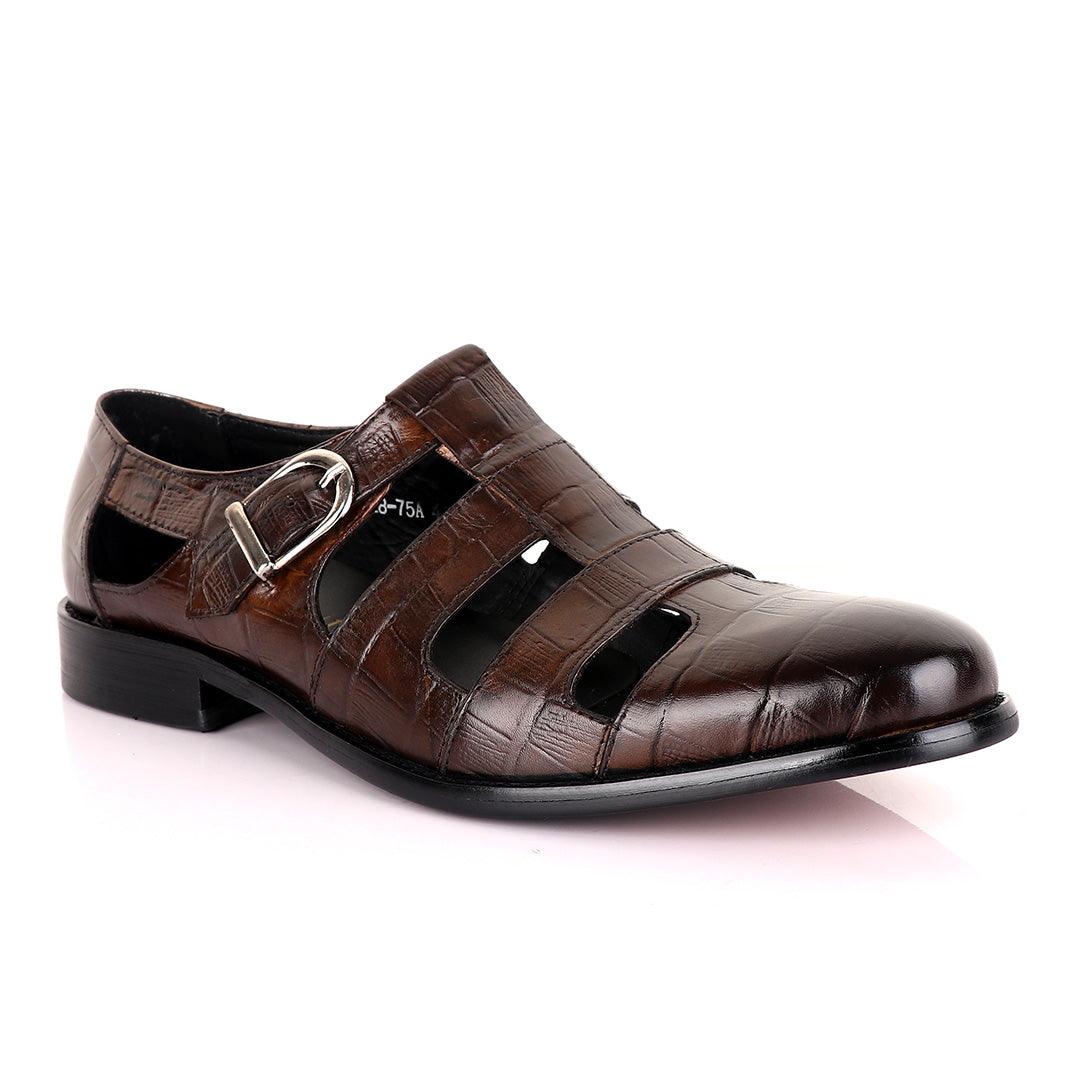 Berluti striped leather Men's Shoe-Coffee - Obeezi