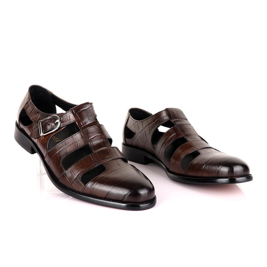 Berluti striped leather Men's Shoe-Coffee - Obeezi
