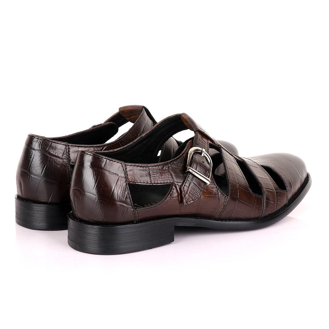 Berluti striped leather Men's Shoe-Coffee - Obeezi