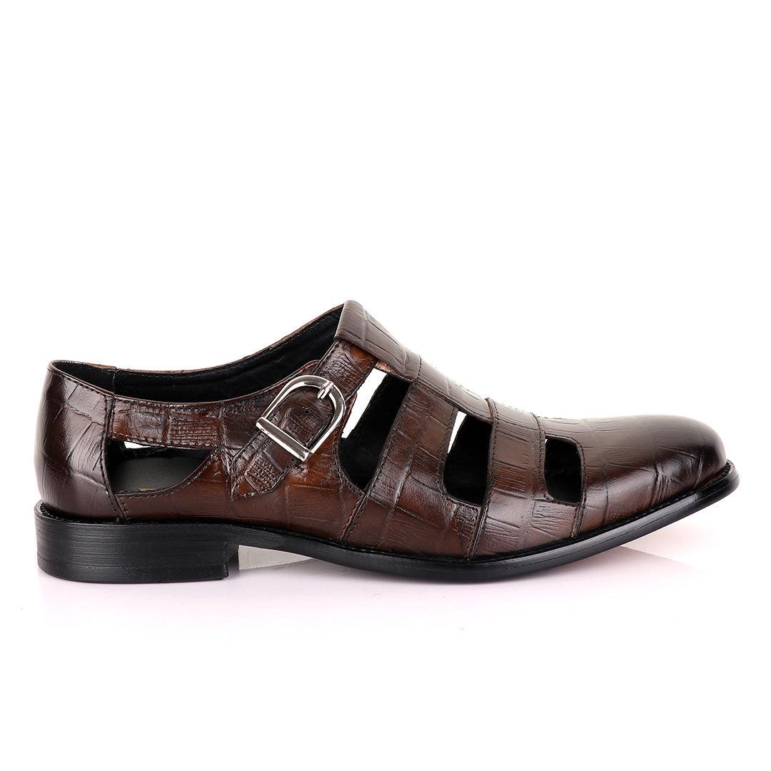 Berluti striped leather Men's Shoe-Coffee - Obeezi
