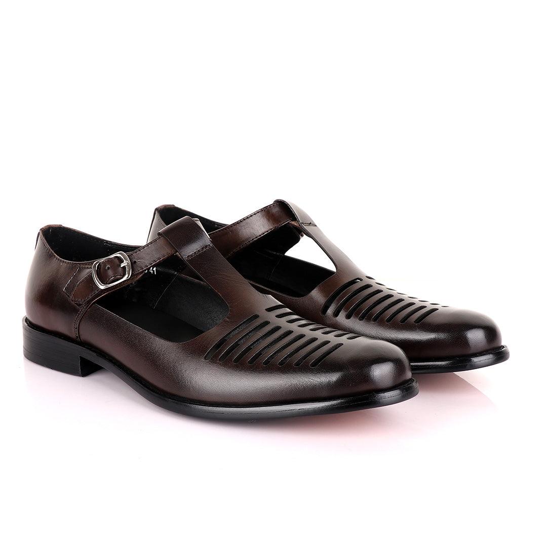 Berluti striped leather Men's Shoes - Brown - Obeezi