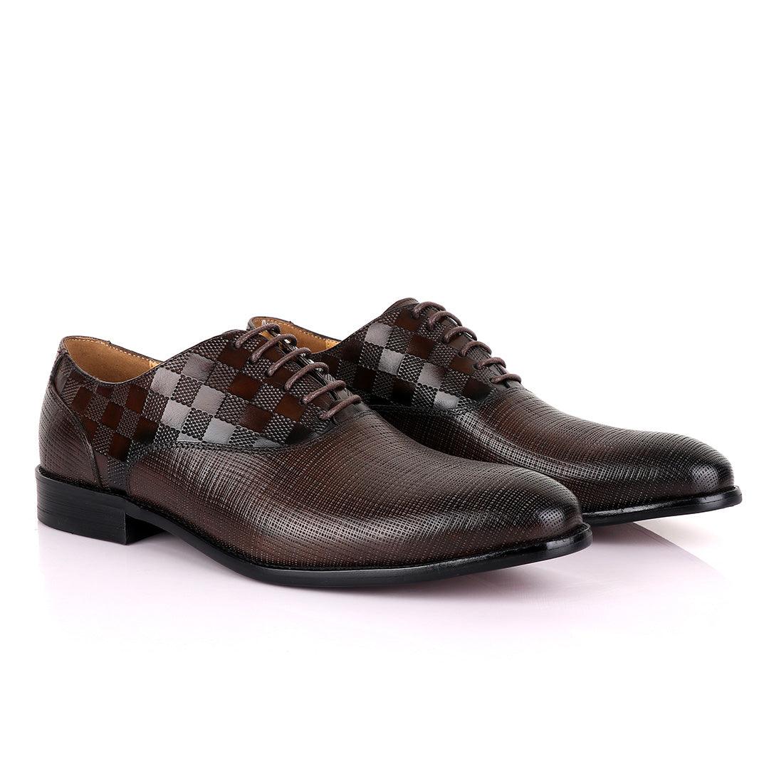 Berluti With Checkered Design Derby shoes-Coffee - Obeezi