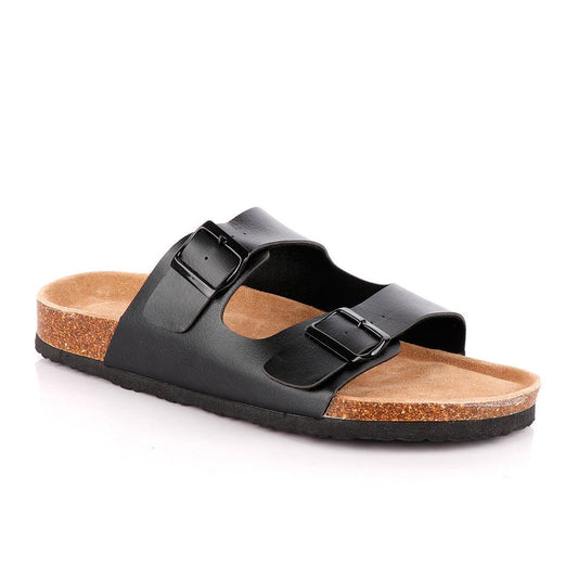 Big Brave 'Birkenstock' Arizona Footbed Double-Strap Sandal Slippers-Black - Obeezi