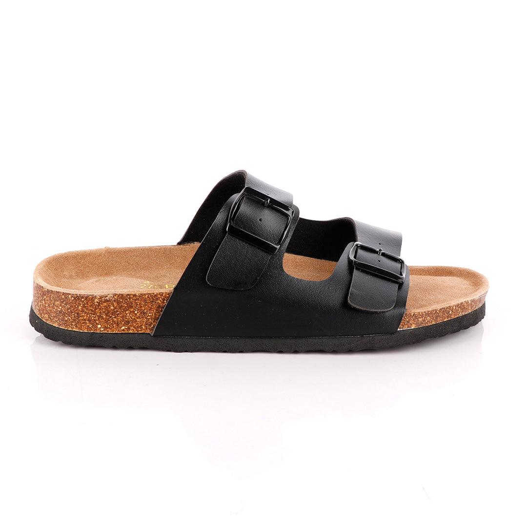 Big Brave 'Birkenstock' Arizona Footbed Double-Strap Sandal Slippers-Black - Obeezi