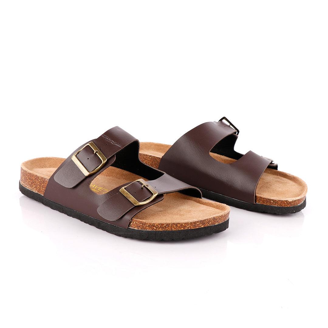 Big Brave 'Birkenstock' Arizona Footbed Double-Strap Sandal Slippers-Brown - Obeezi